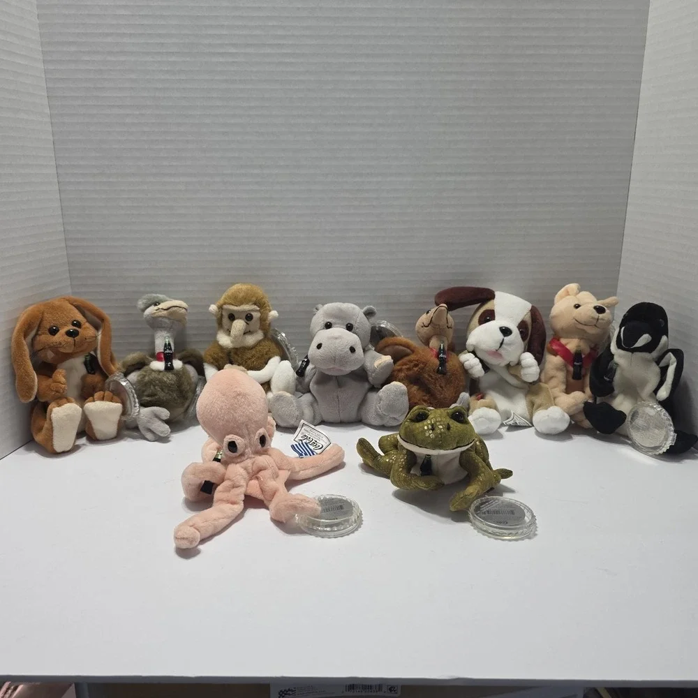 1999 Coca-Cola International Bean Bag Plush Lot 10 Animals w/ Medallions Tags